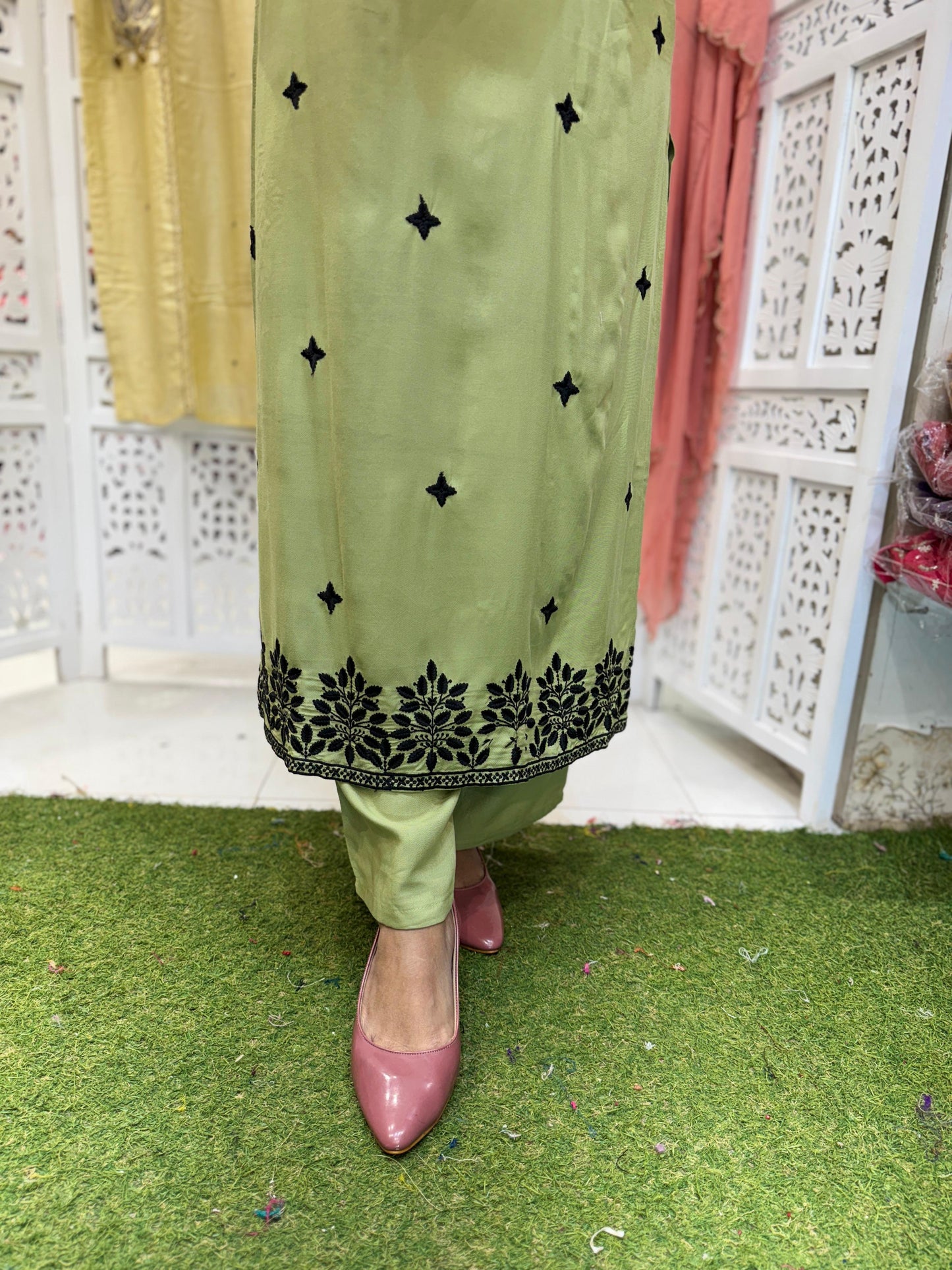 German Rayon Pista Green 2pc Suit