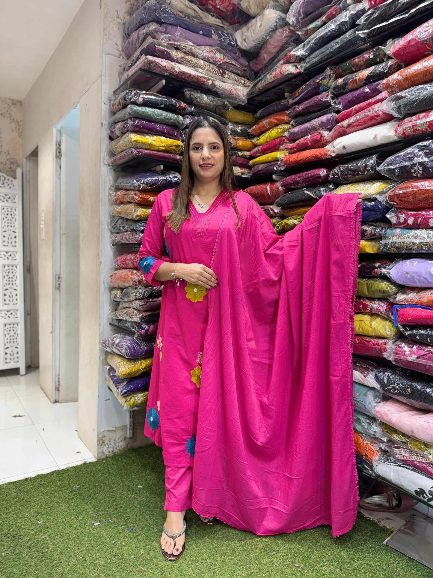 Cotton Pink 3pc Suit