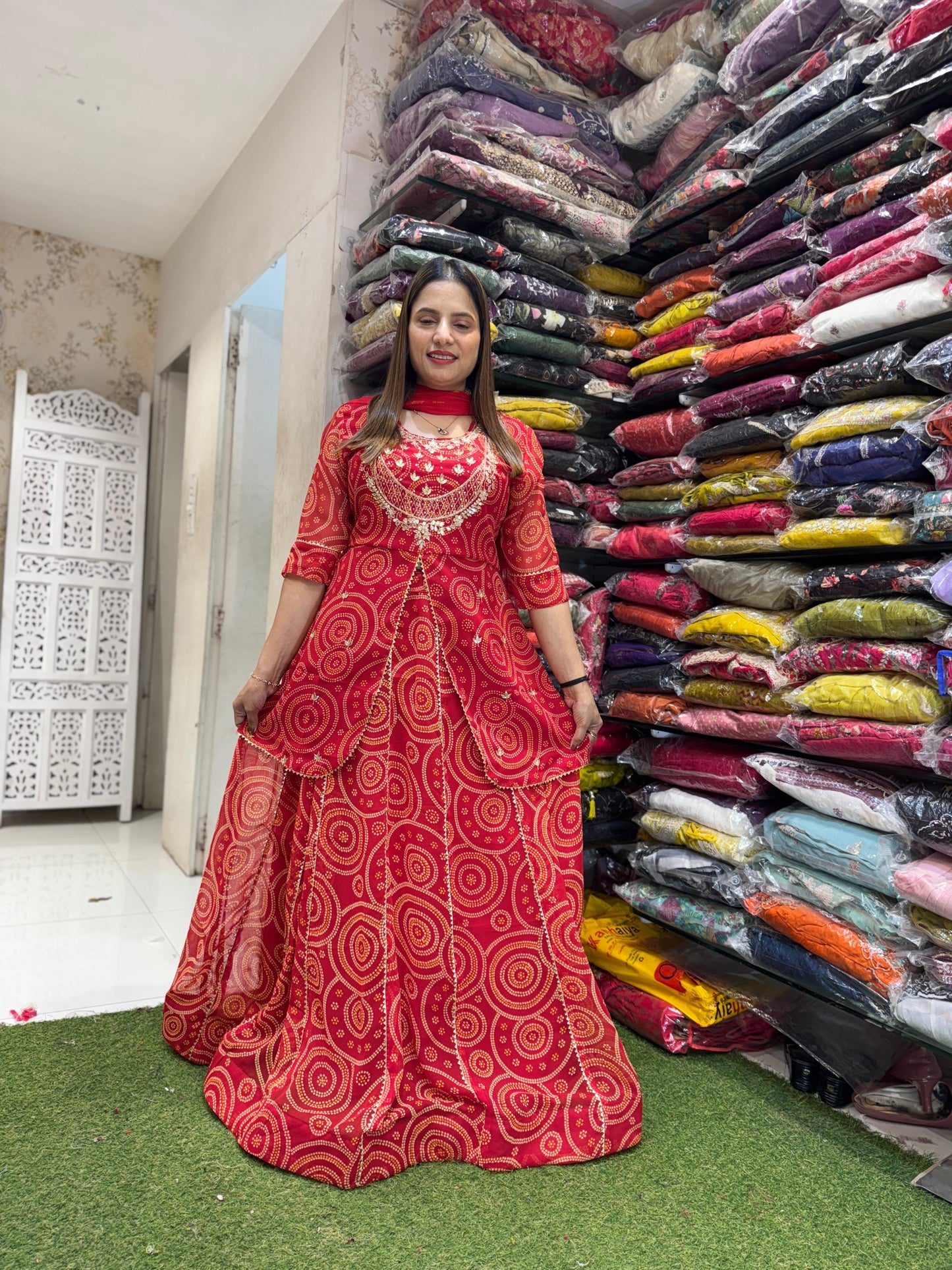 Georgette Red 3pc Suit