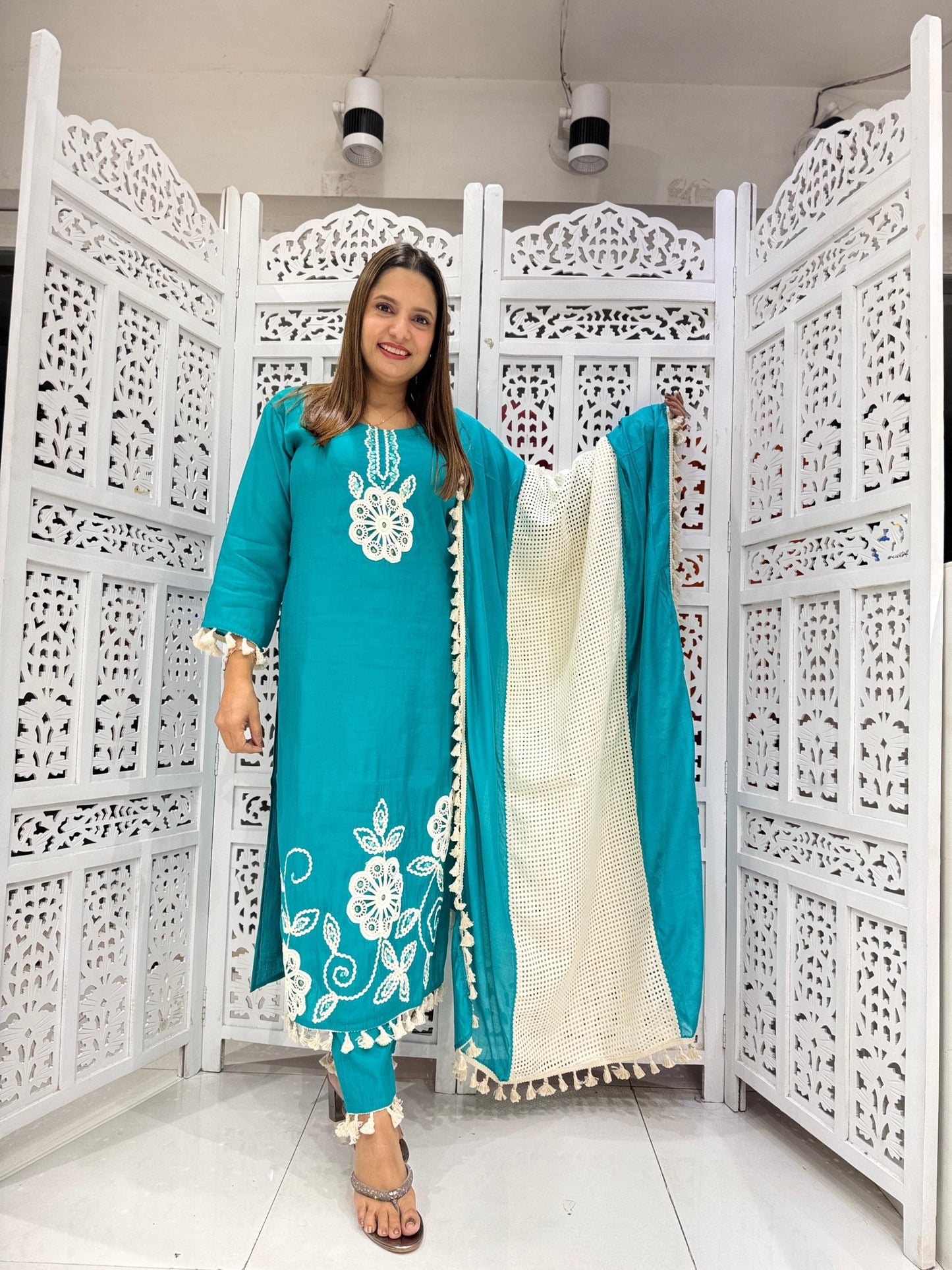 Cotton Silk Ice Blue 3pc Suit