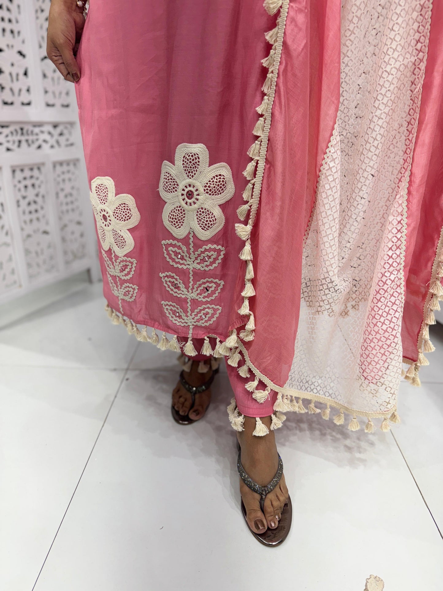 Cotton Silk Pink 3pc Suit