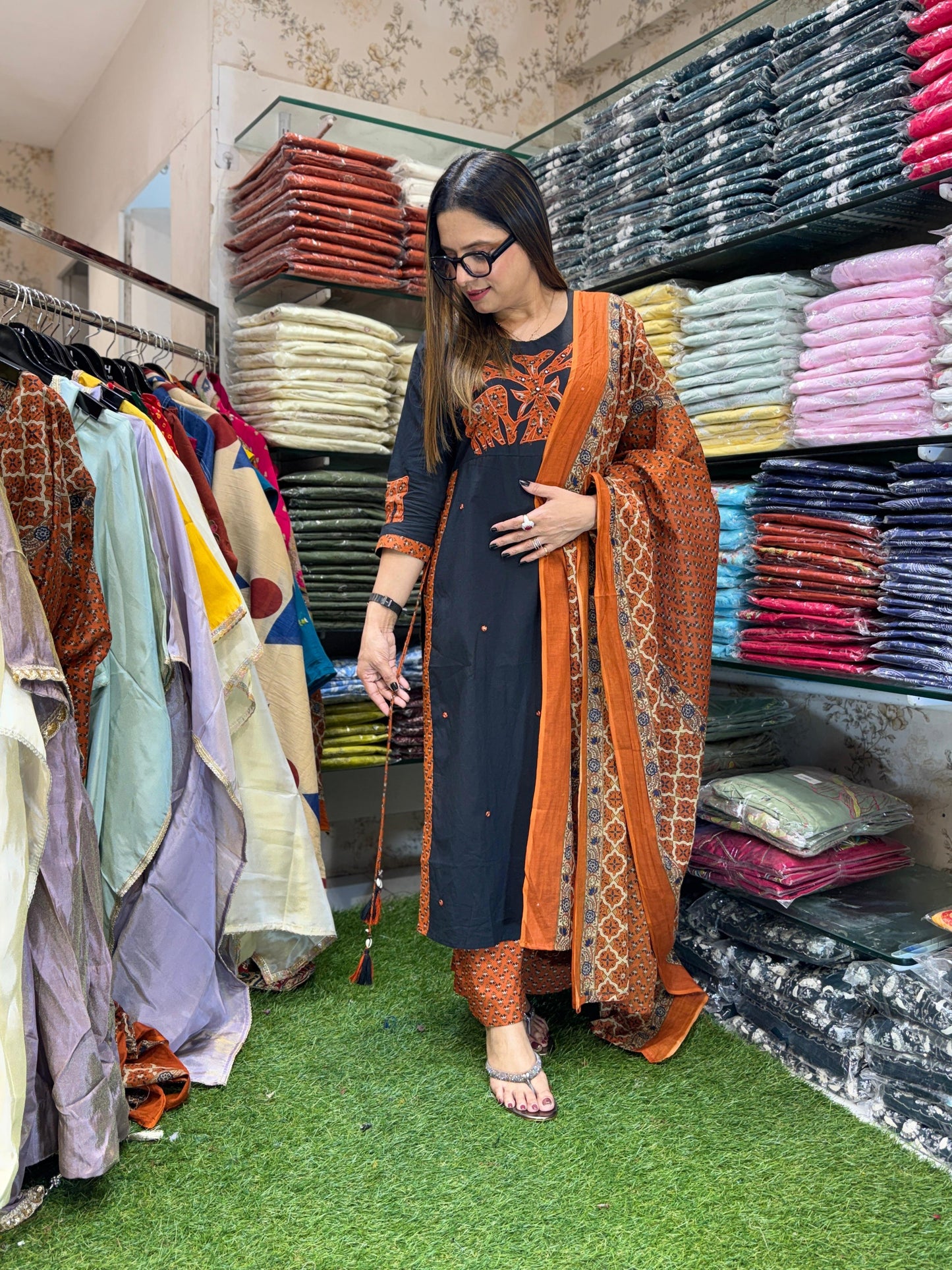 Jaipuri Cotton Black 3pc Set