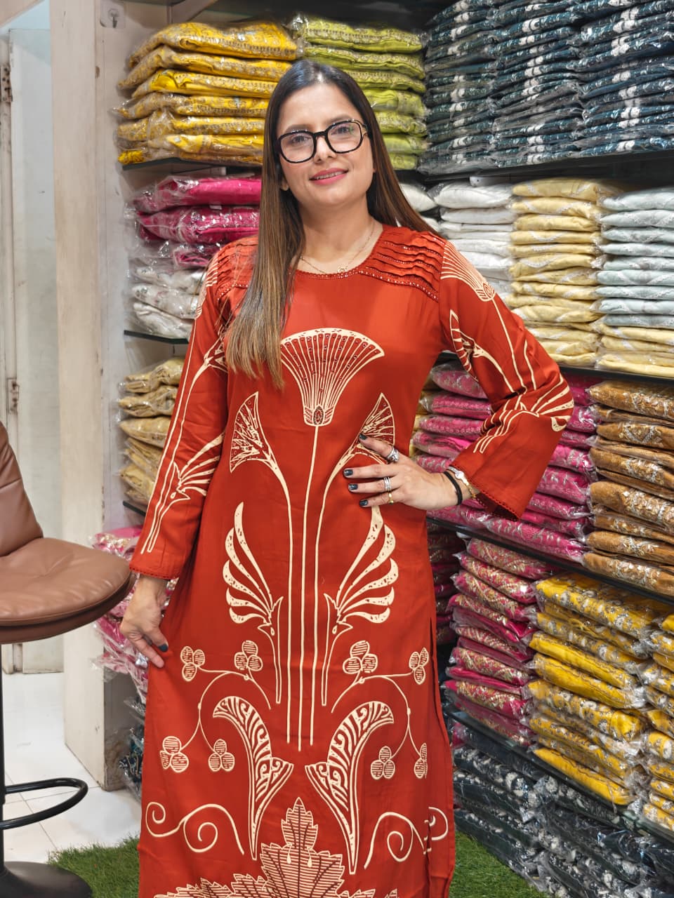 German Rayon Orange 2pc Set