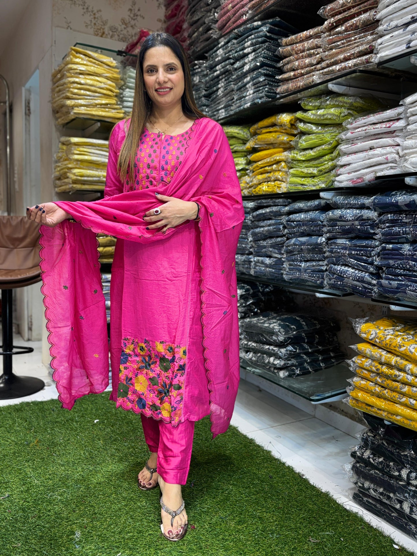 Mull Muslin Pink 3pc Set