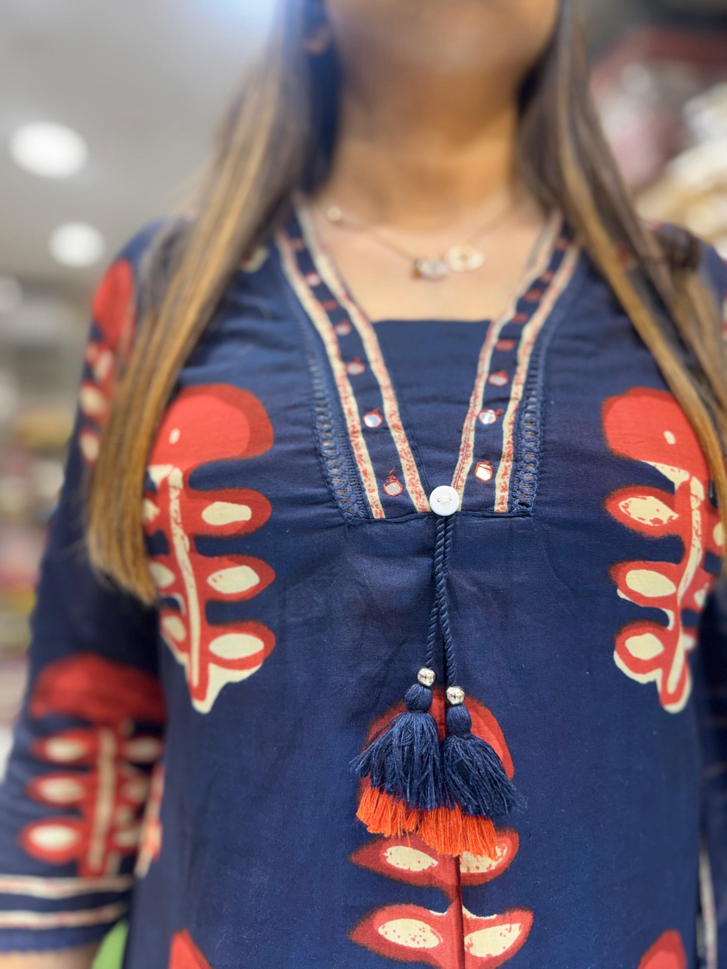 Jaipuri Cotton Navy Blue 3pc Set
