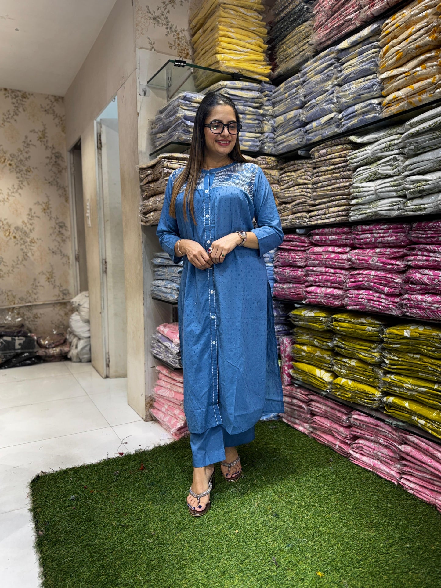 Pure Doby Cotton Blue 2pc Set