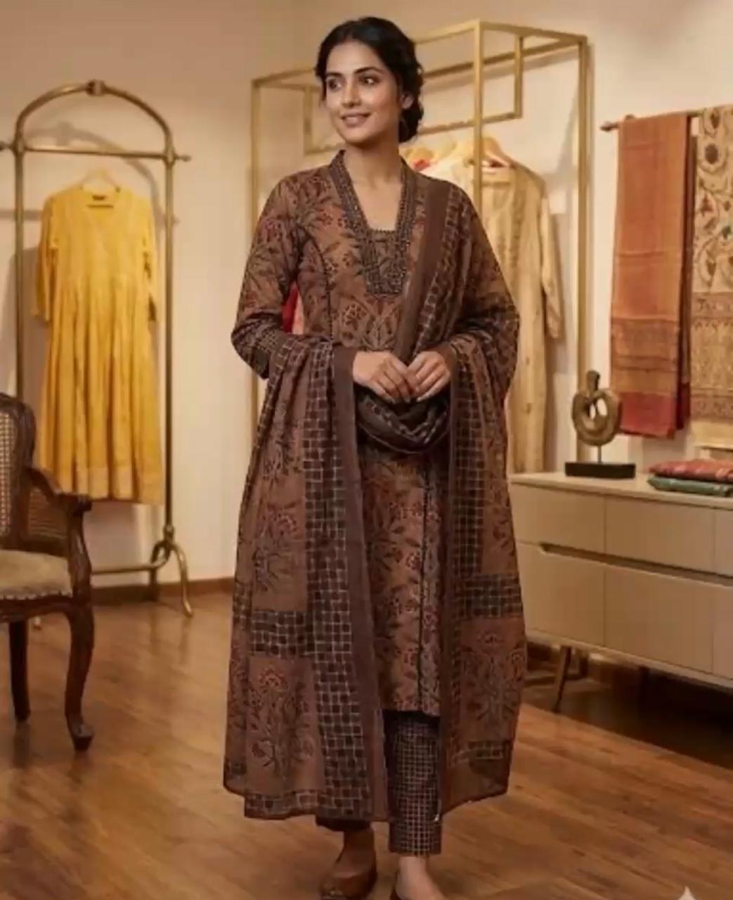 Pure Cotton Brown 3pc Set