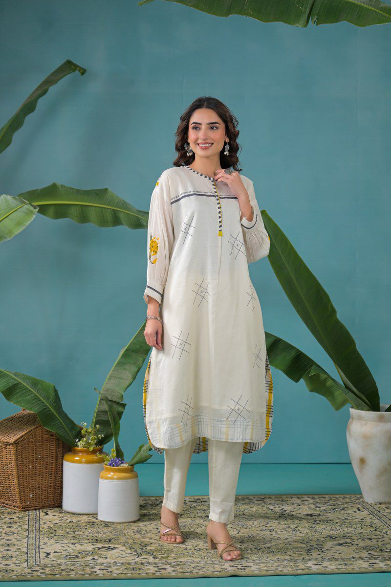 Pure Mull Cotton Off White 2pc Set