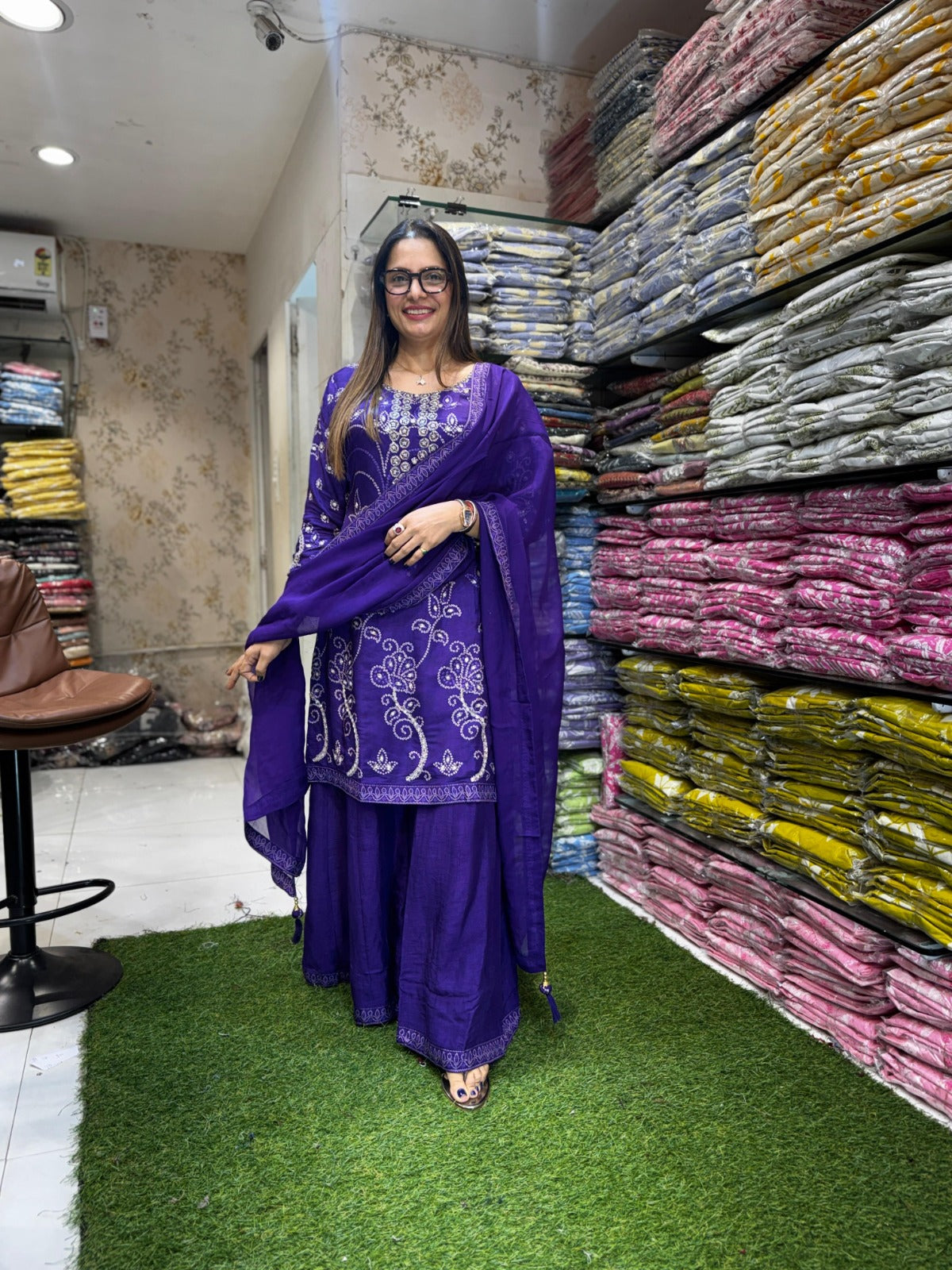Pure Dola Silk Purple 3pc Set