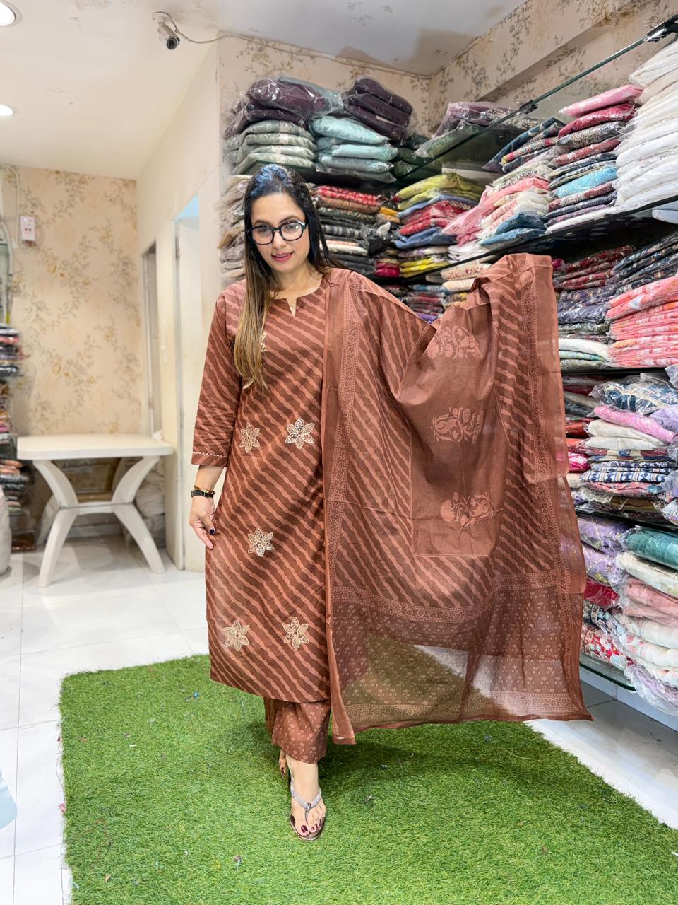 Pure Cotton Brown 3pc Set