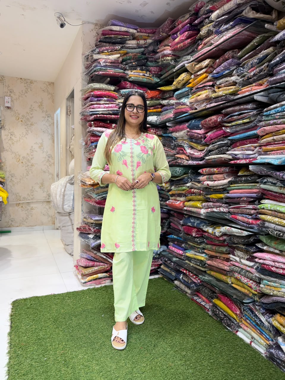 Pure Mull Cotton Pista Green 2pc Set