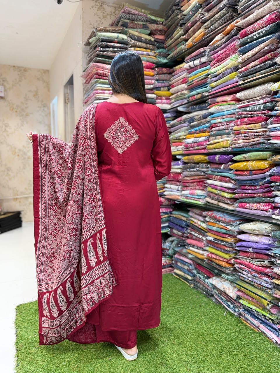Pure Gaji Silk Red 3pc Set