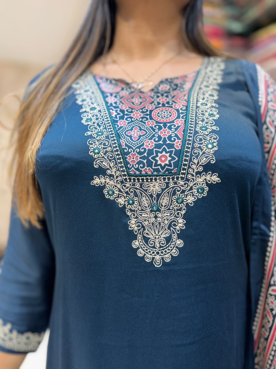 Pure Gaji Silk Blue 3pc Set
