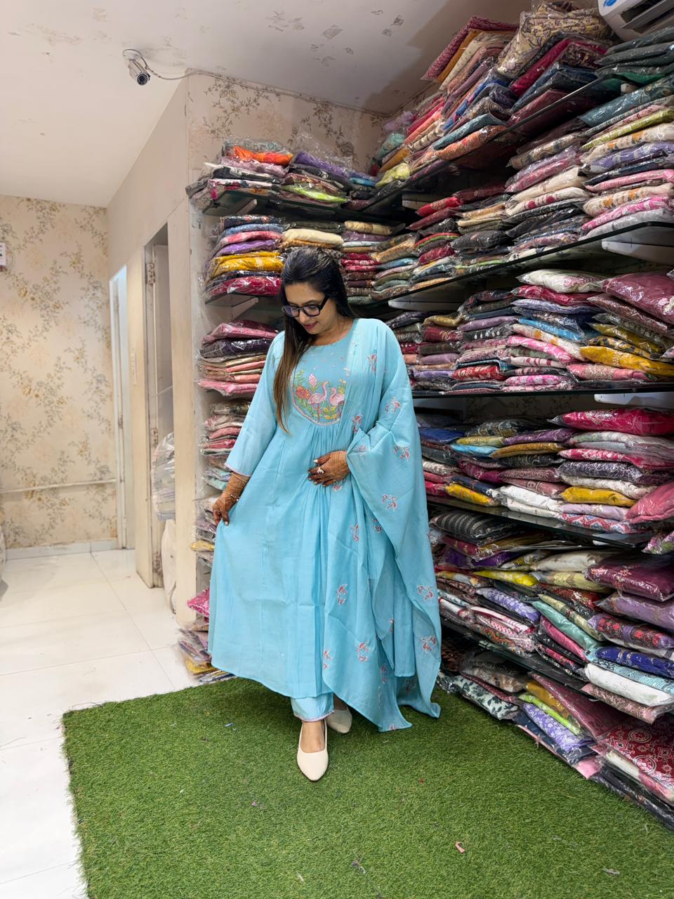 Pure Linen Silk Sky Blue 3pc Set