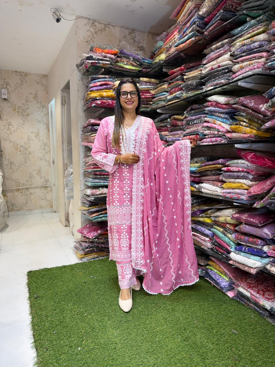 Pure Mull Cotton Pink 3pc Set