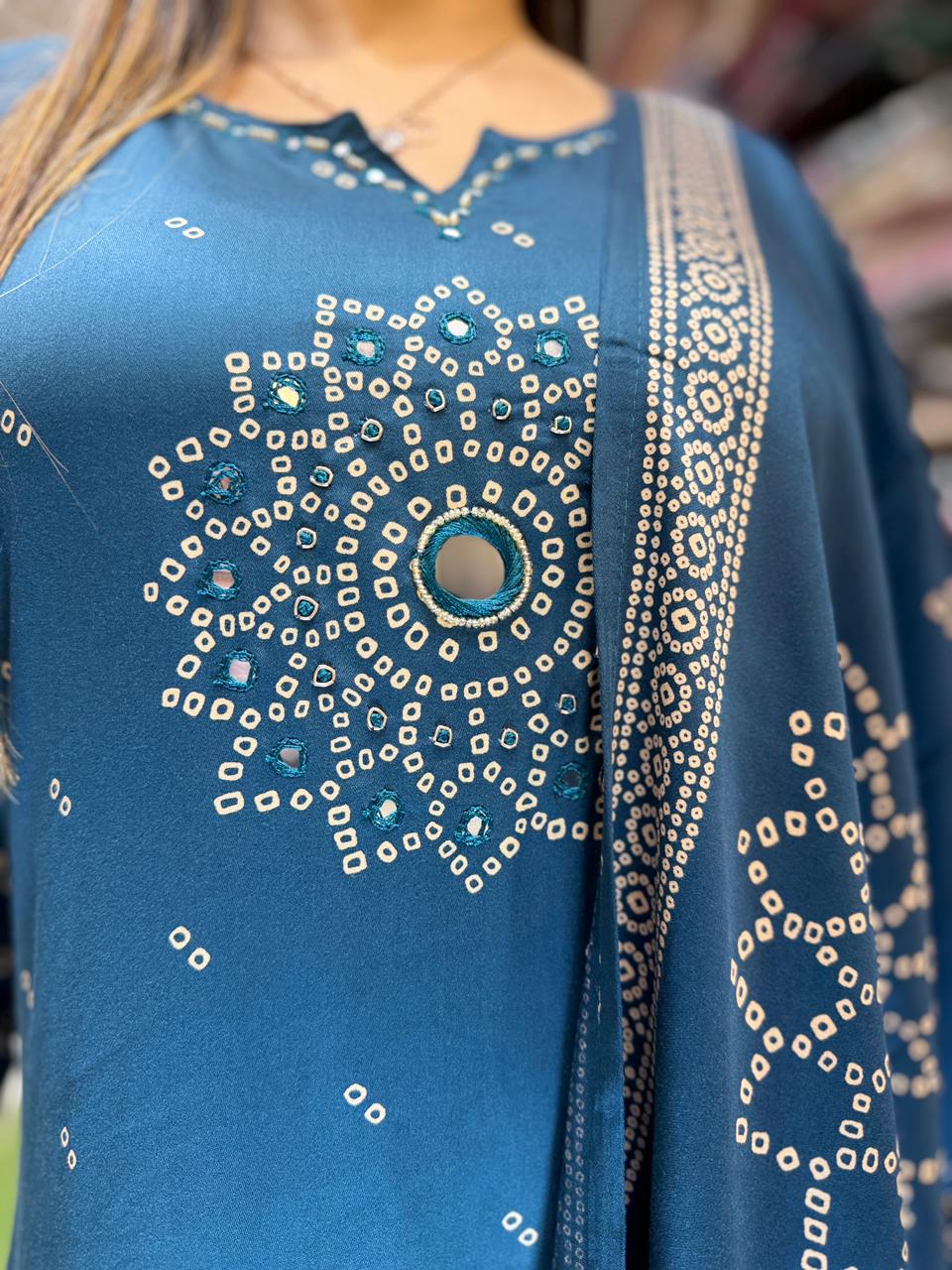 Pure Gaji Silk Teal Blue 3pc Set