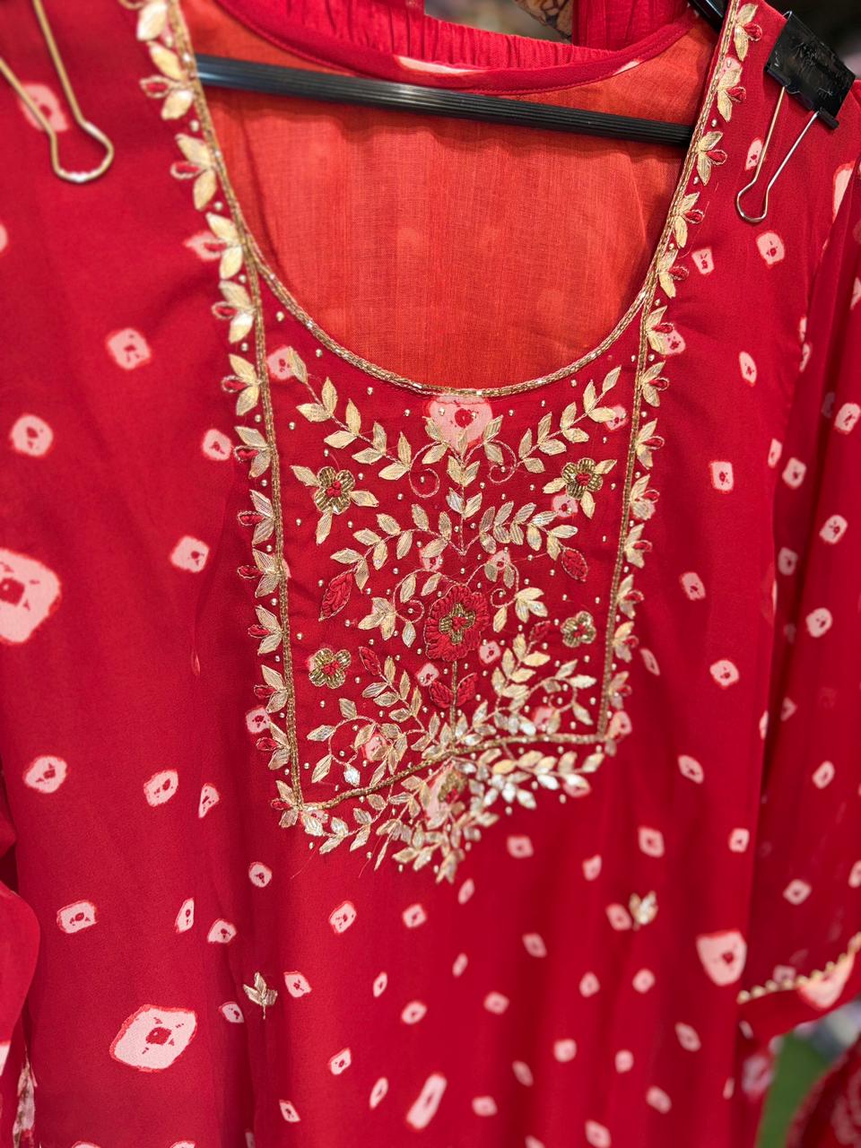 Pure Georgette Red 3pc Set