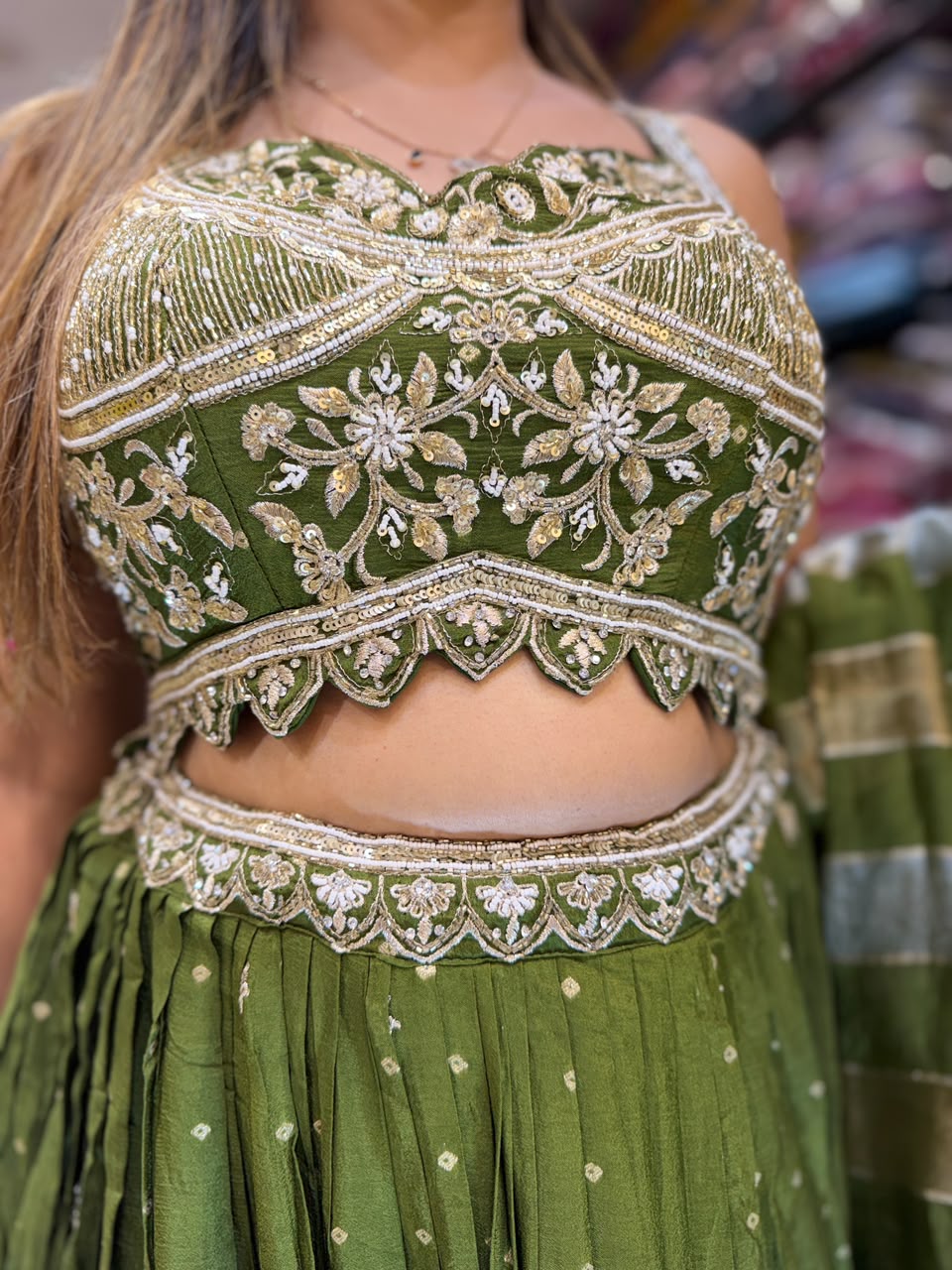 Pure Chinon Green Lahenga