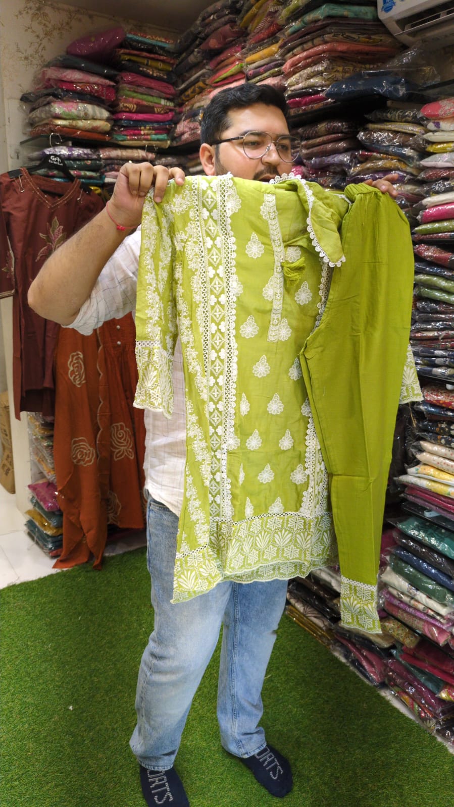 Pure Mull Cotton Green 2pc Set