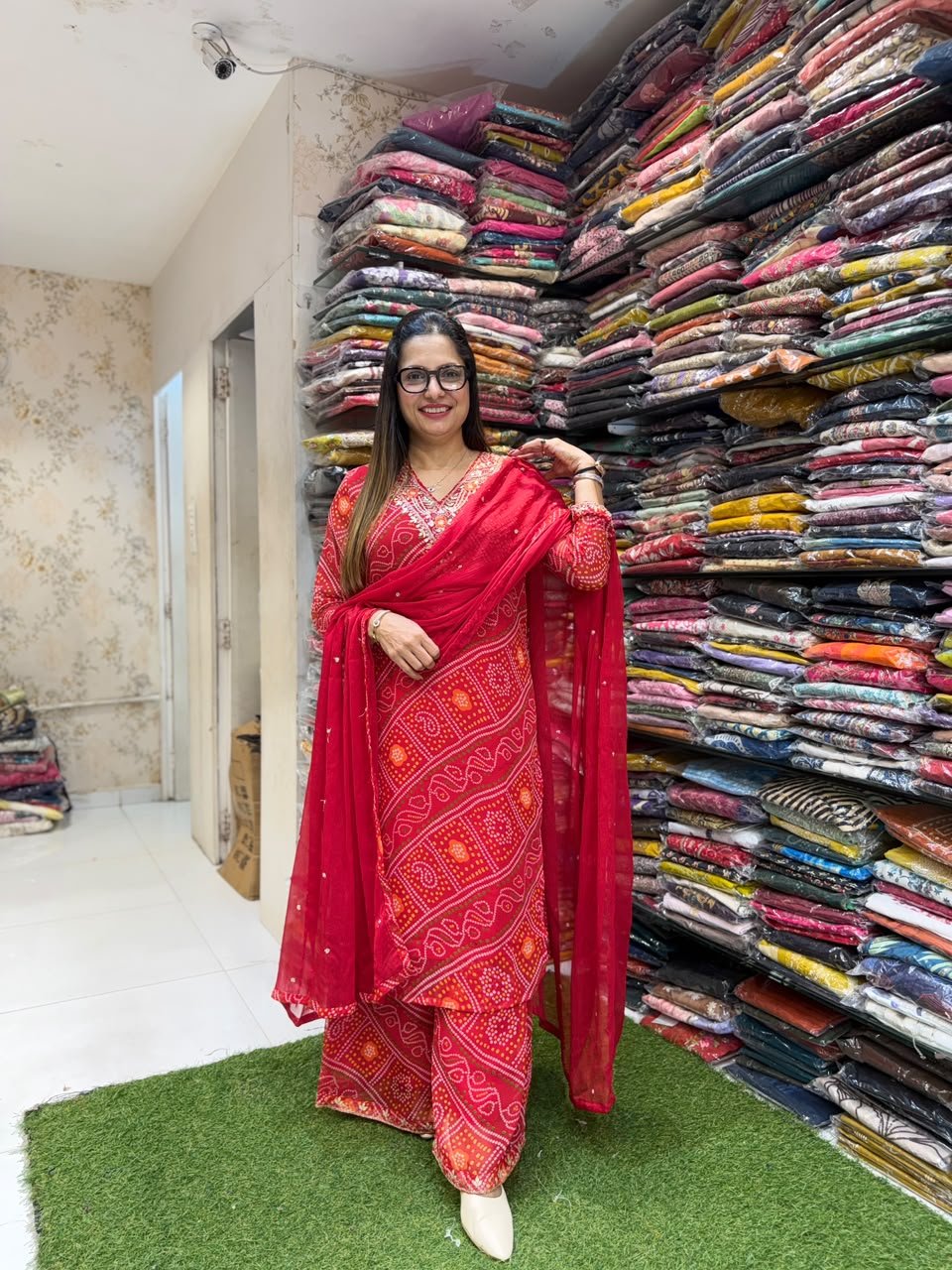 Pure Georgette Red 3pc Set