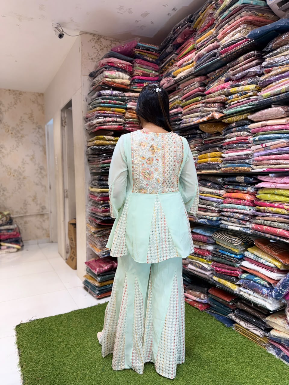 Pure Georgette Sea Green 2pc Set