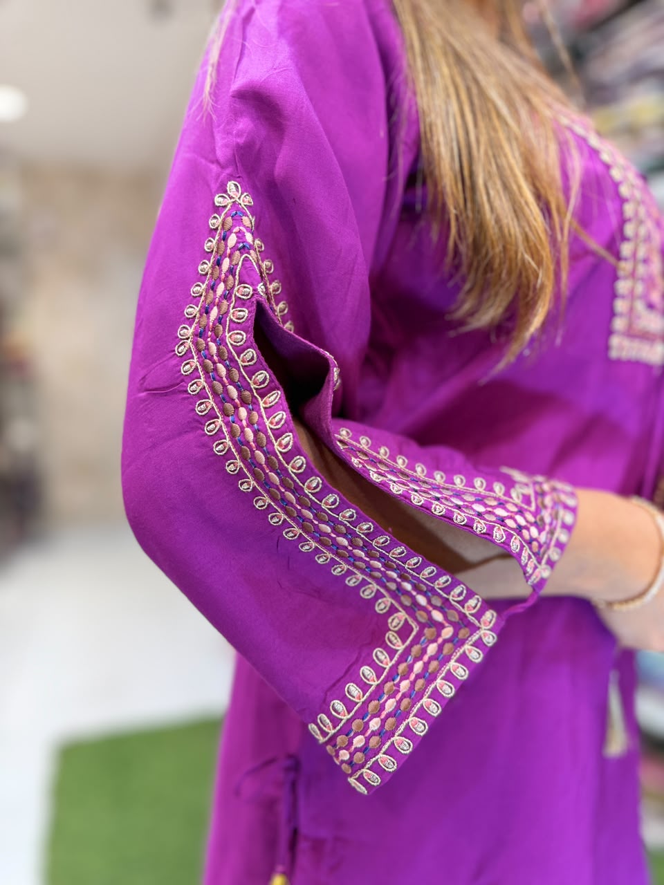 Pure Muslin Purple Cord Set