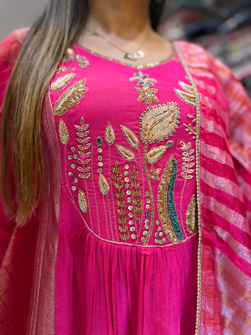 Pure Dola Silk Rani Pink 3pc Set