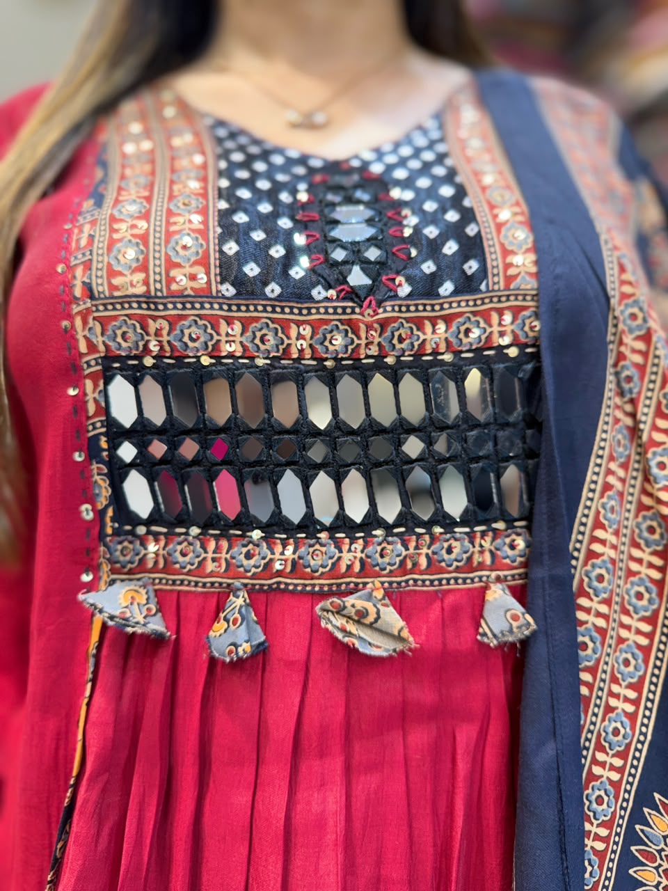 Mull Chanderi Maroon 3pc Set
