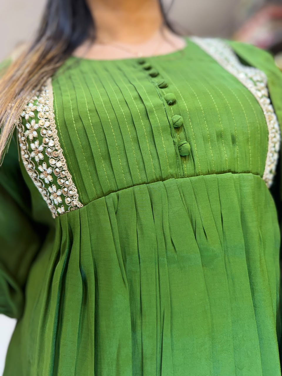 Pure Raw Silk Green 3pc Set