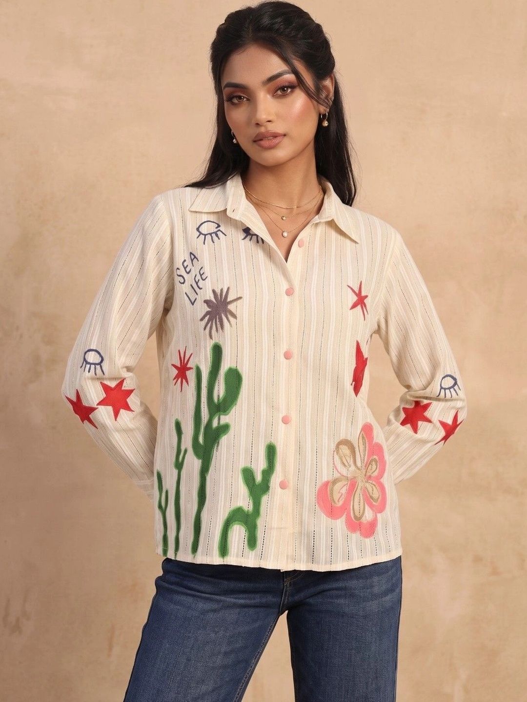 Pure Cotton Off White Shirt