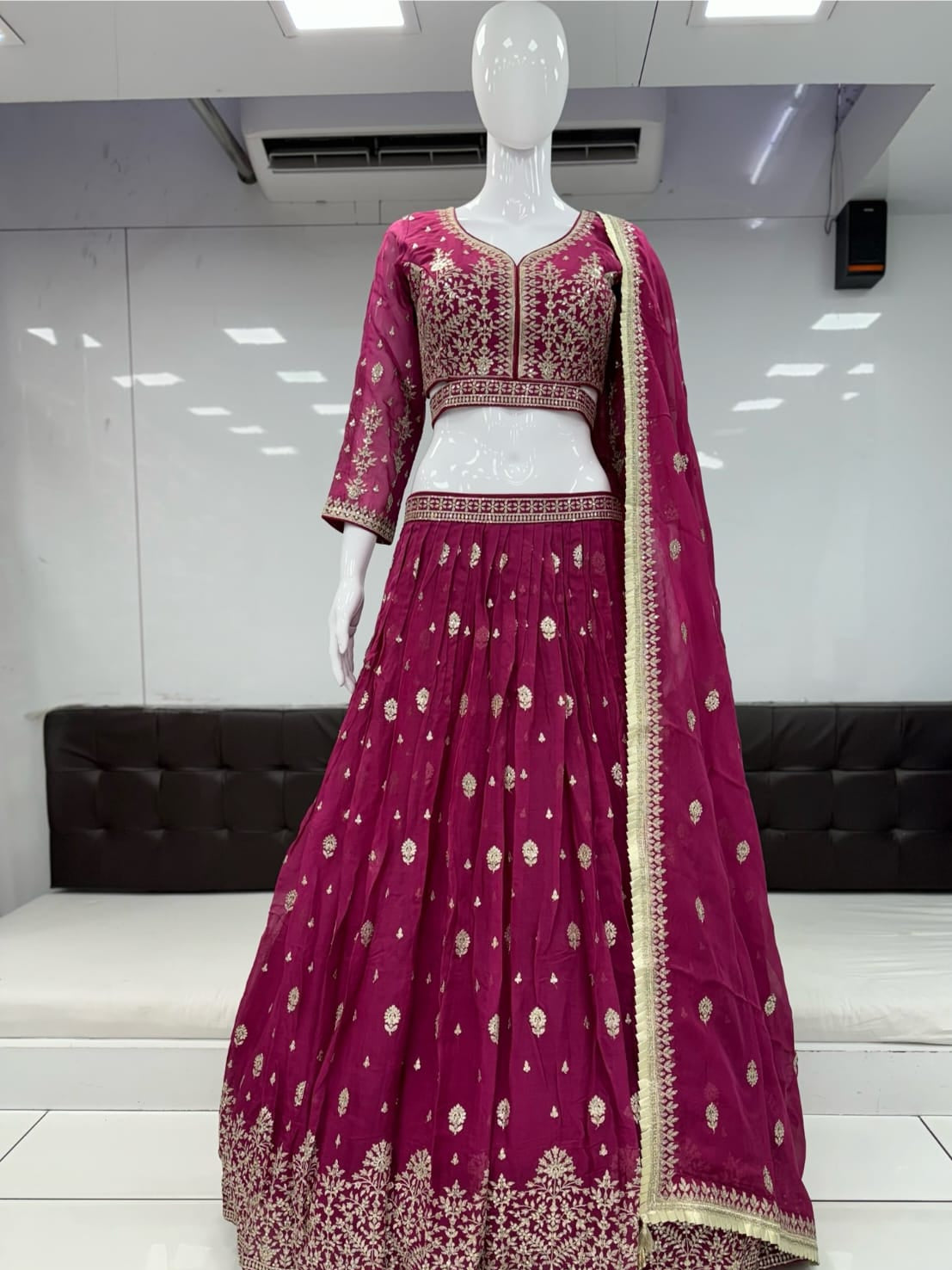 Pure Orgenza Chaniya Choli Pink Color
