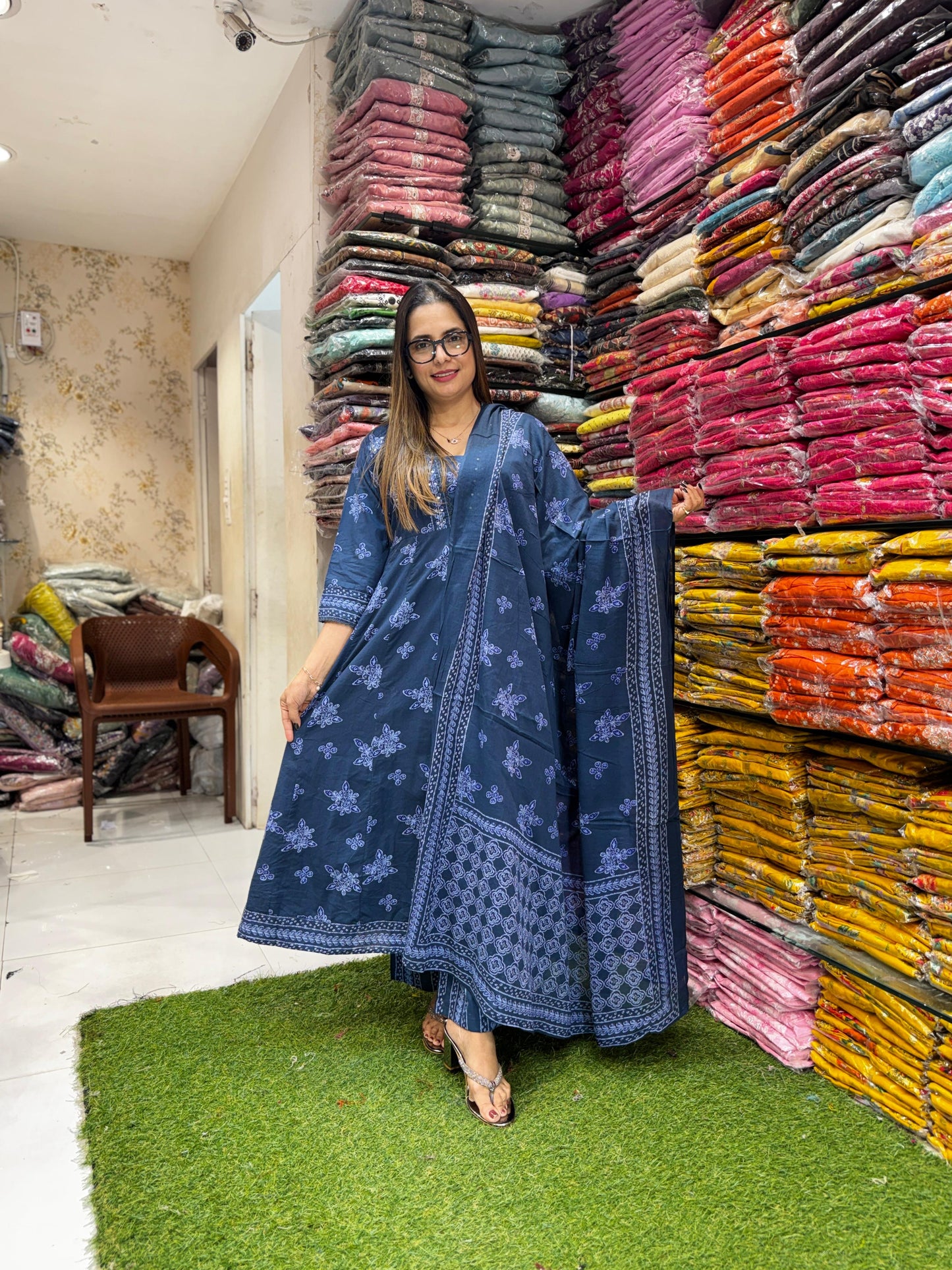 Pure cotton jaipuri anarkali