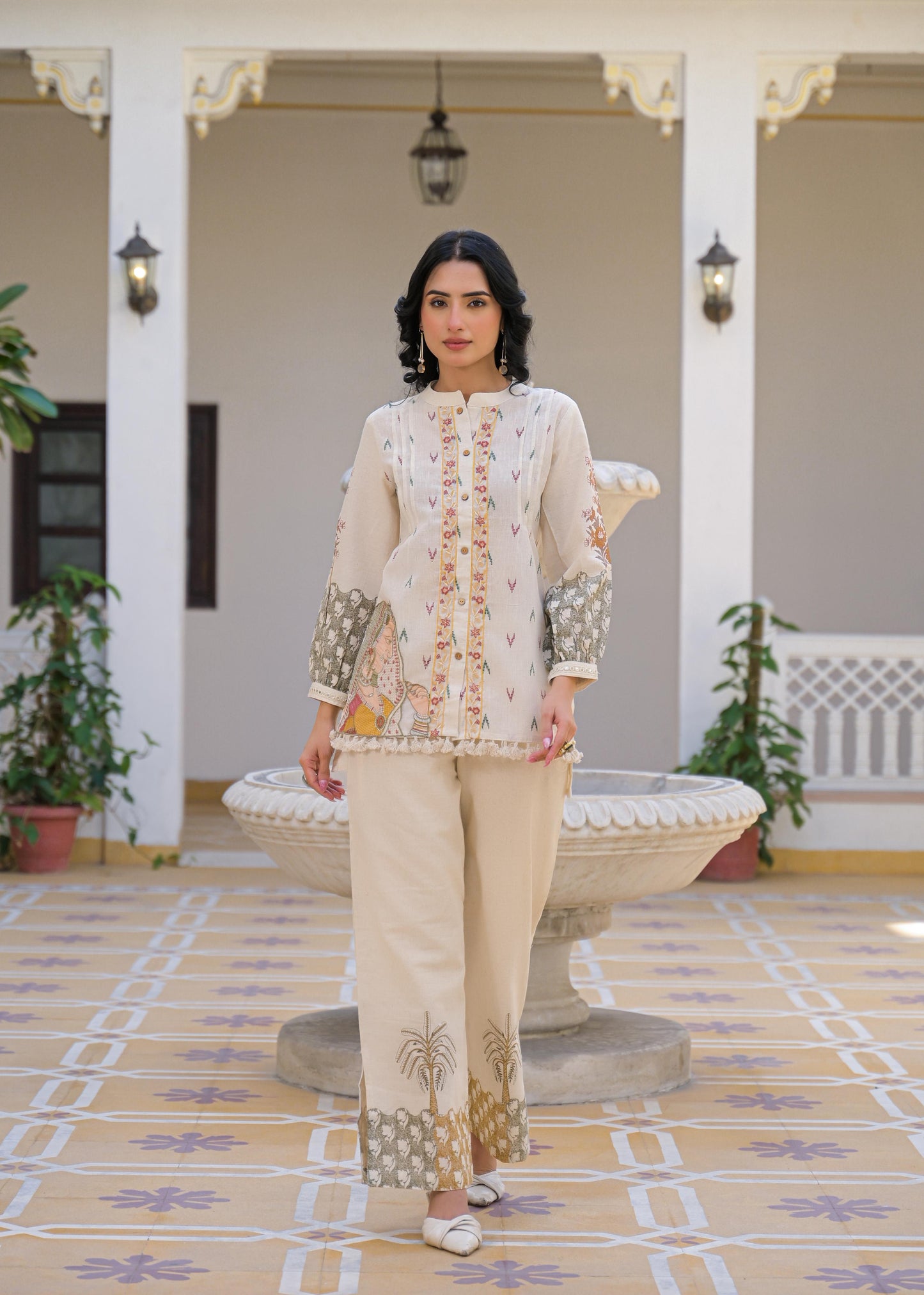 Pure Linen Flex Off White & Yellow 2pc Set