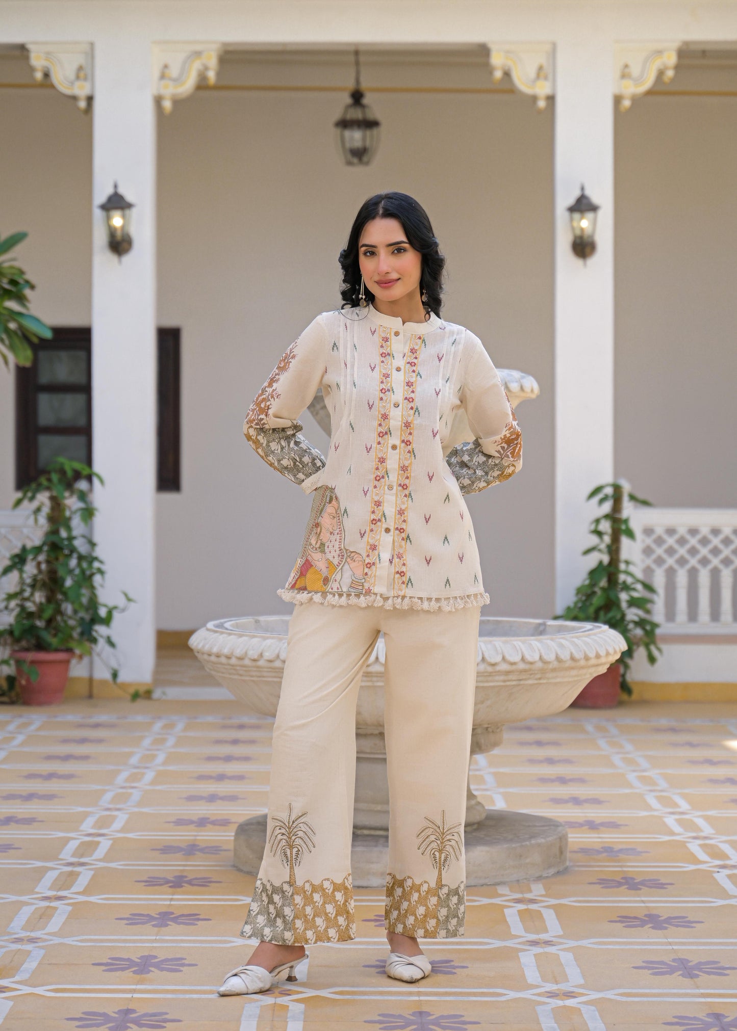 Pure Linen Flex Off White & Yellow 2pc Set