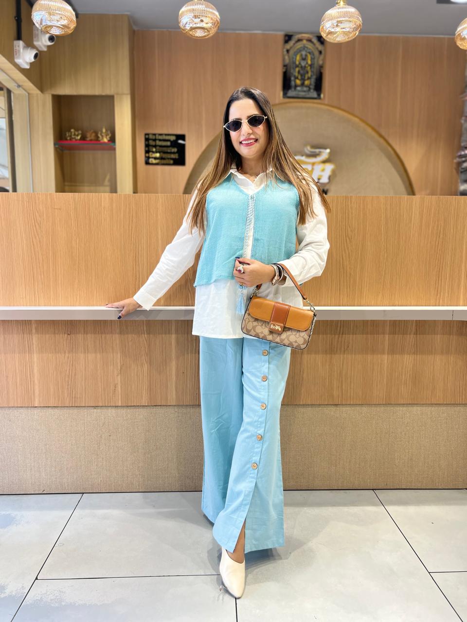 Pure Cotton Cordset With Blue Jute Cotton Jacket