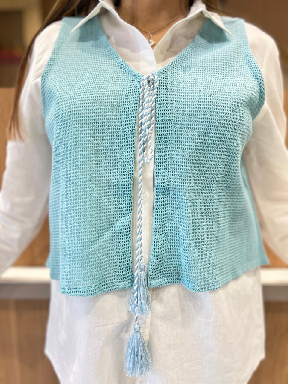 Pure Cotton Cordset With Blue Jute Cotton Jacket