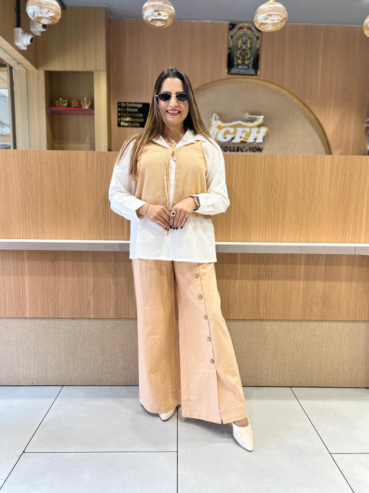 Pure Cotton Cordset With Brown Jute Cotton Jacket