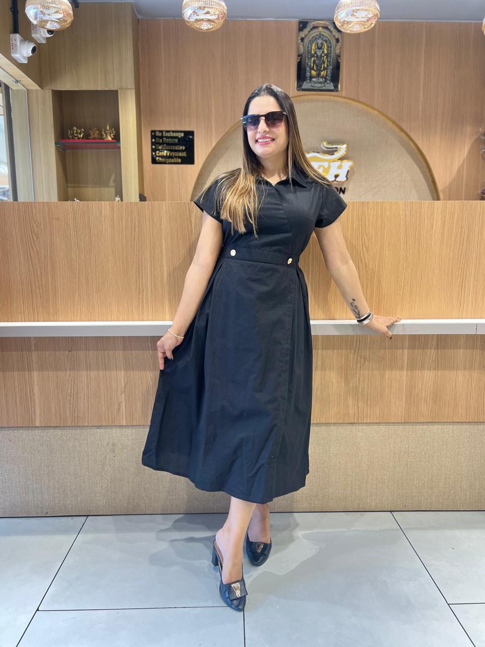 Pure Cotton midi Black