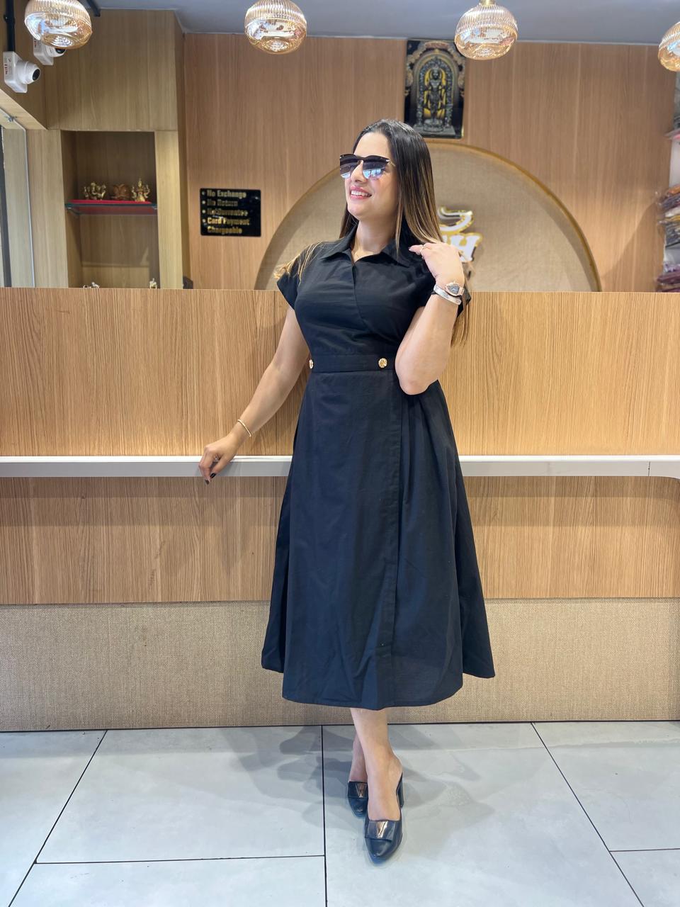 Pure Cotton midi Black