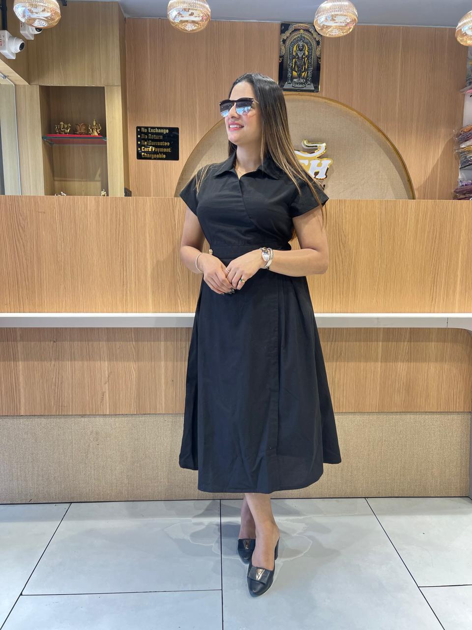 Pure Cotton midi Black
