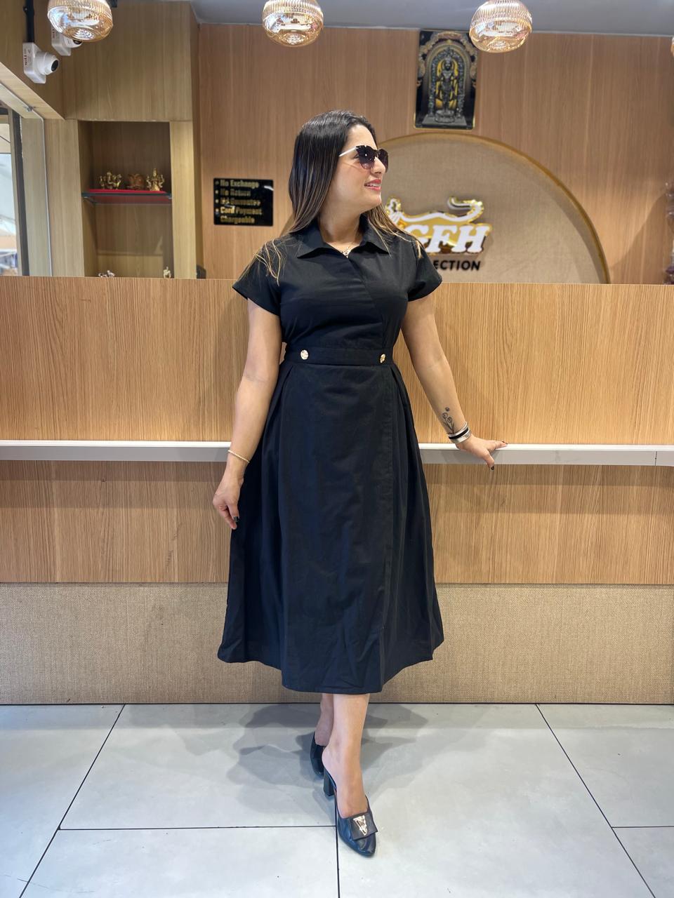 Pure Cotton midi Black