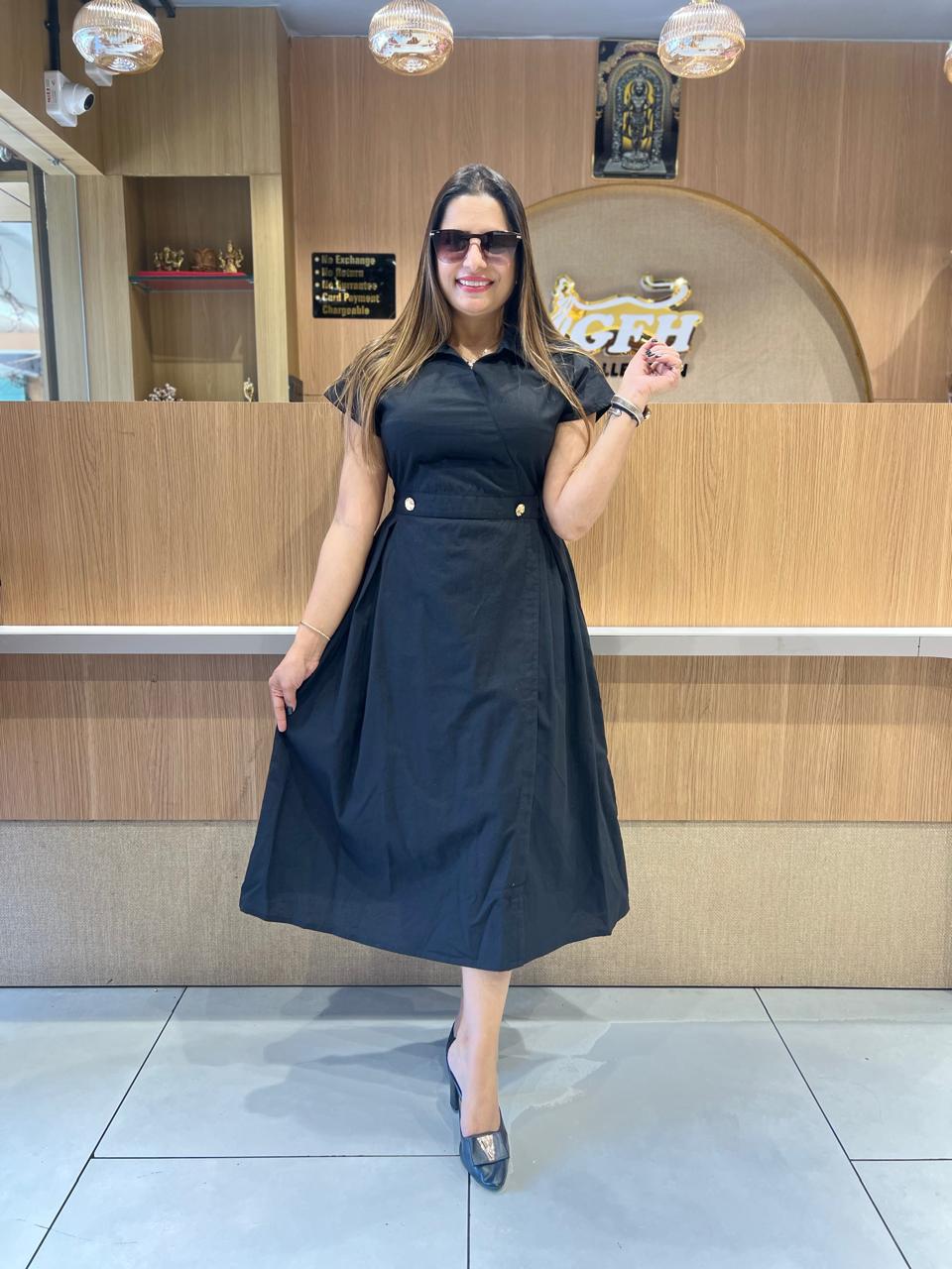Pure Cotton midi Black