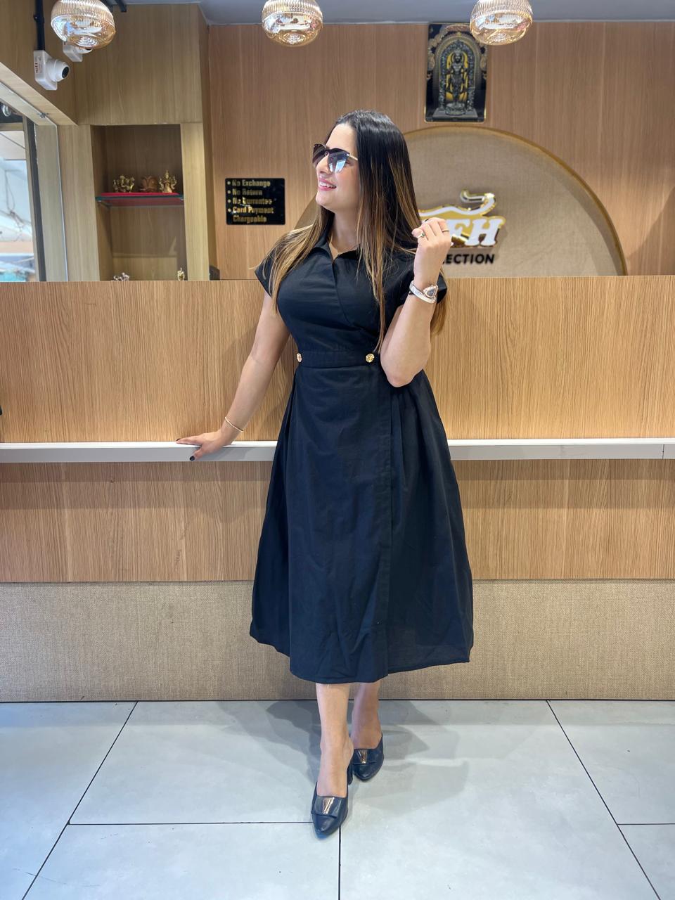 Pure Cotton midi Black
