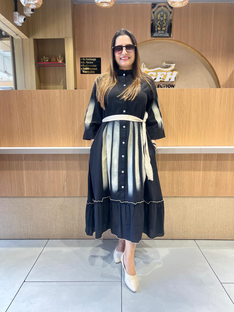 Pure Cotton Midi Black color