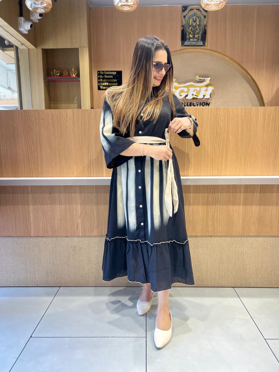 Pure Cotton Midi Black color
