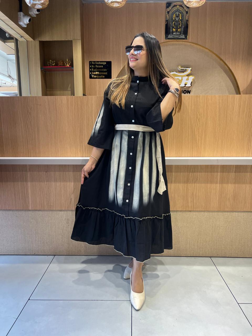 Pure Cotton Midi Black color