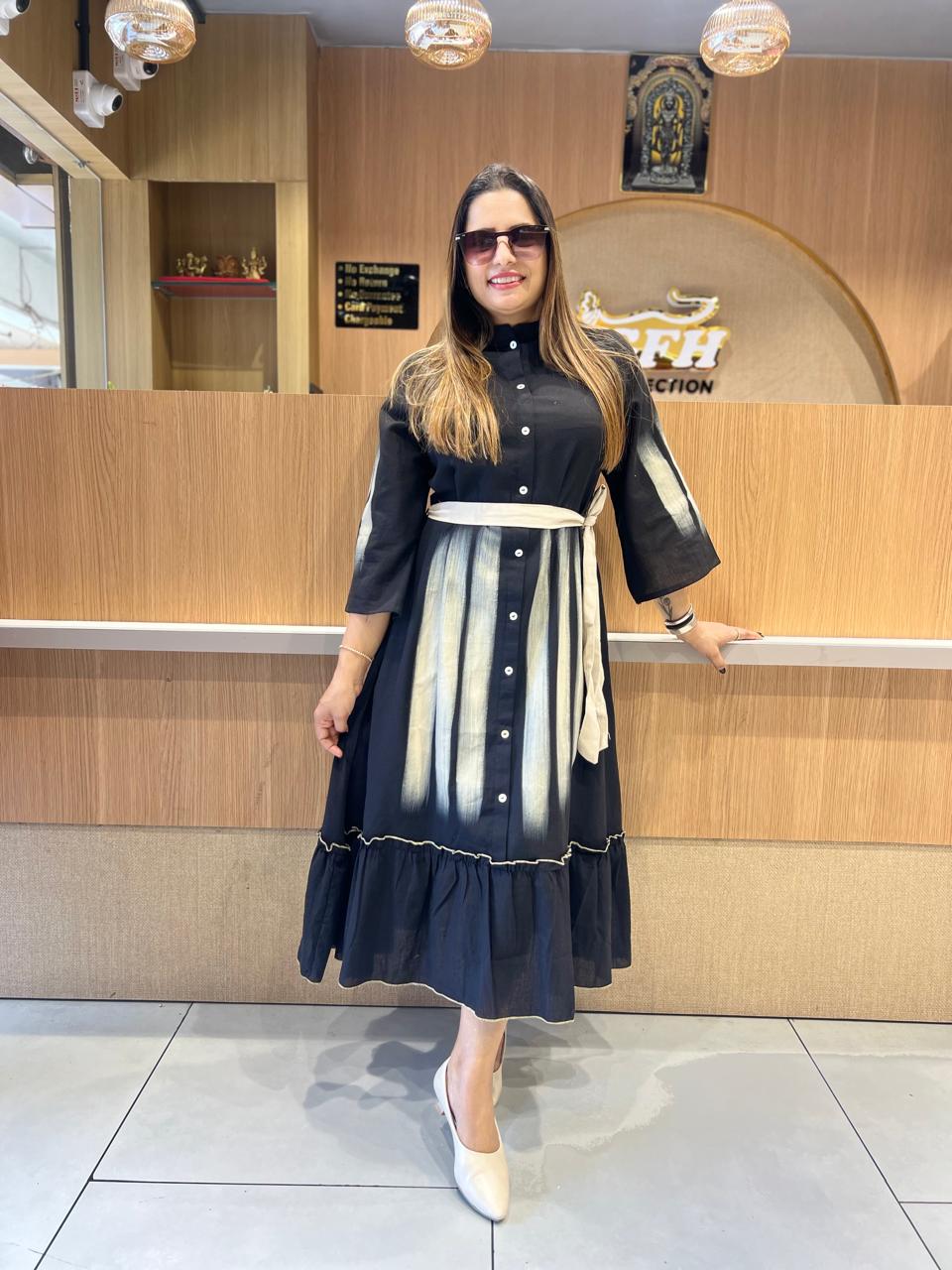 Pure Cotton Midi Black color