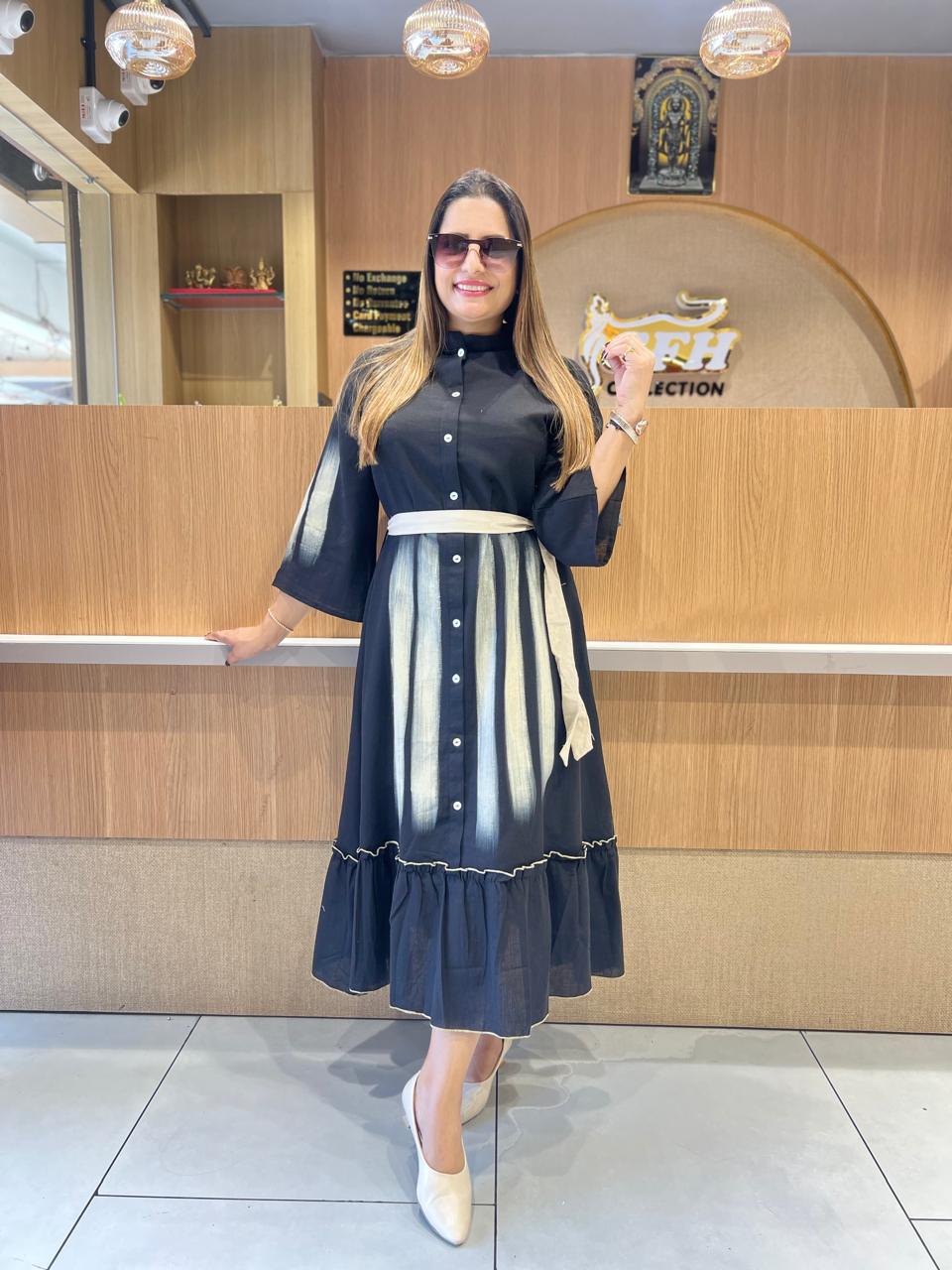 Pure Cotton Midi Black color