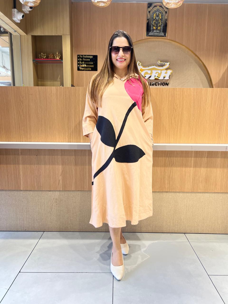 Pure Cotton Midi in Peach color