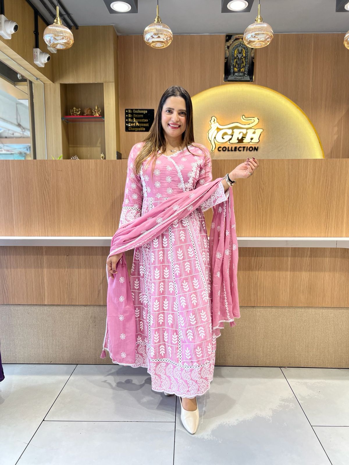 Pure Mull Cotton Onion Pink Anarkali 3pc Set